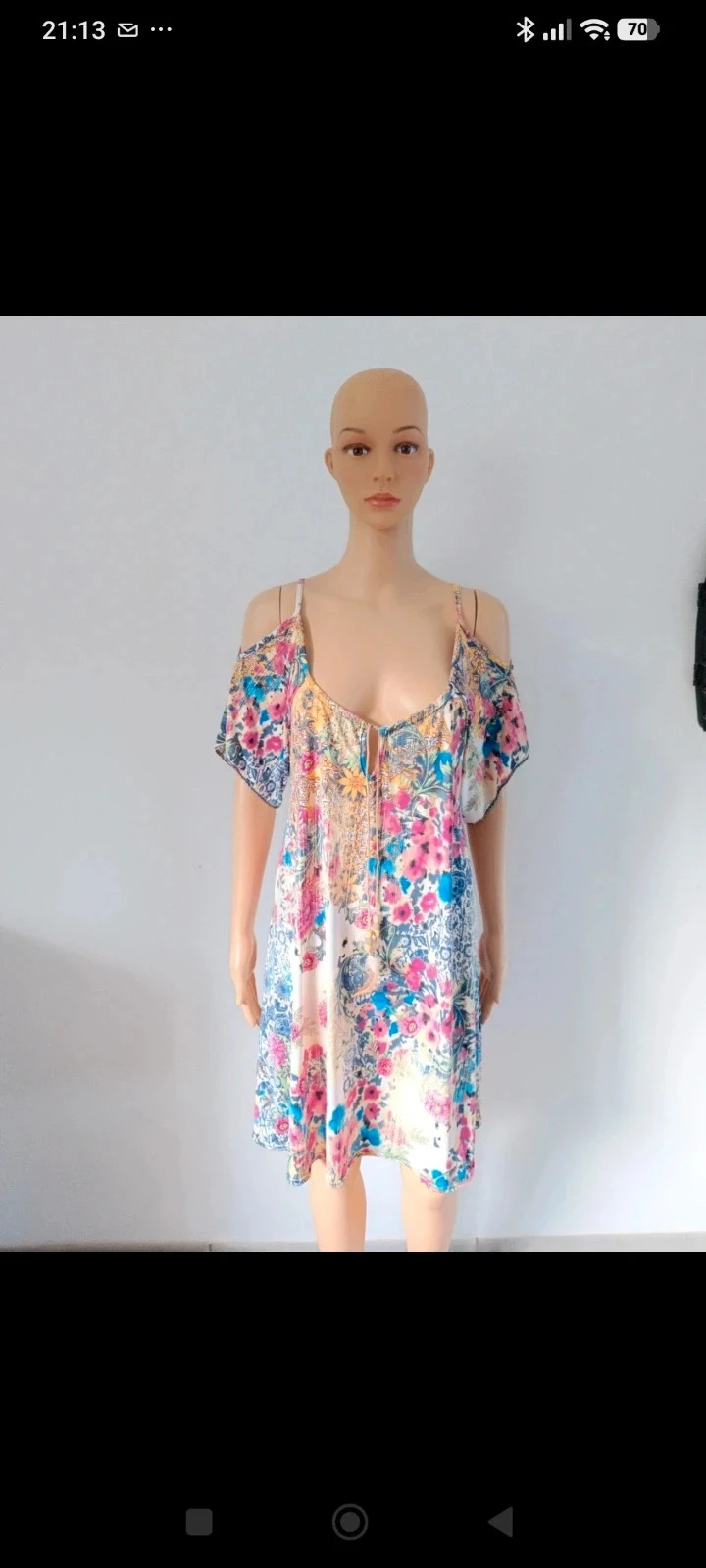 Robe femme bohème fleurie épaules dénudées multicolore T40 – photo 3